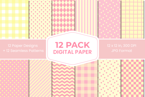 Download Yellow Pink Pastel Digital Paper Pack 12 - Pastel digital paper Collection