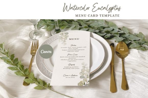 Download Watercolor Eucalyptus Wedding Menu Card - Card Collection