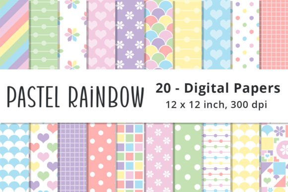 Download Rainbow Color Pastel Digital Paper Pack - Pastel digital paper Collection