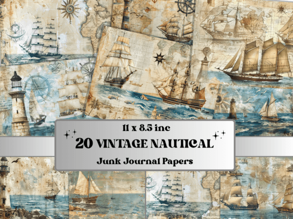 Download Vintage Nautical Ocean Background Paper - Background Collection