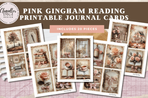 Download Pink Gingham Cozy Reader Journaling Card - Card Collection