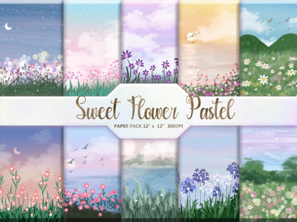 Download Sweet Flower Pastel Digital Paper Pack - Pastel digital paper Collection