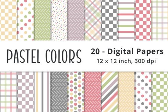 Download Printable Pastel Digital Paper Patterns - Pastel digital paper Collection