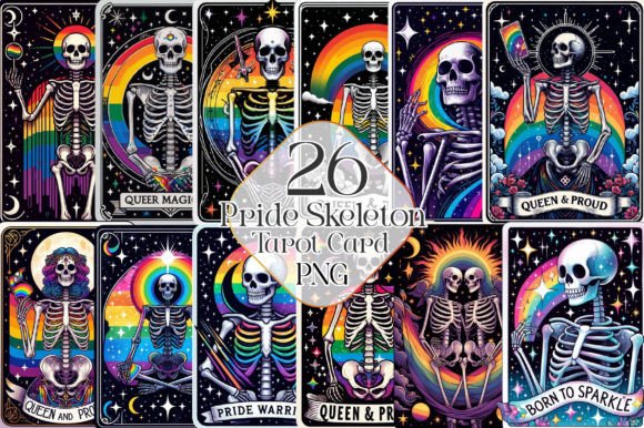 Download LGBTQ+ Pride Skeleton Tarot Card Bundle - Card Collection