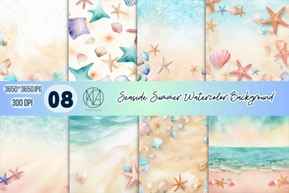 Download Seaside Summer Watercolor Background - Background Collection