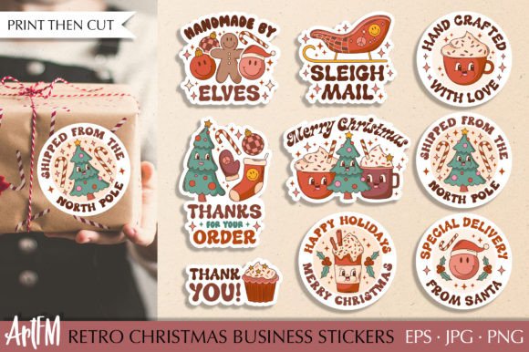 Download Retro Christmas Packaging Sticker Pack - Packaging Collection