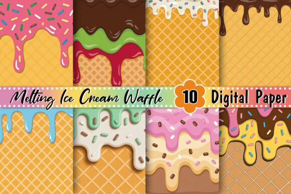 Download Melting Ice Cream Waffle Background - Background Collection