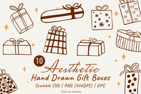 Download Hand Drawn Presents Gift Box Set SVG PNG - Presents Collection