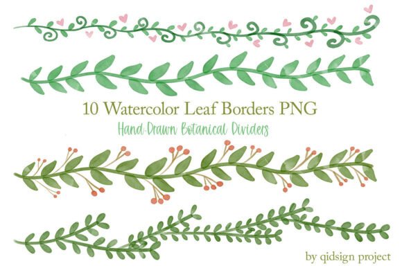 Download 10 Watercolor Leaf Borders PNG - Watercolor leaf Collection