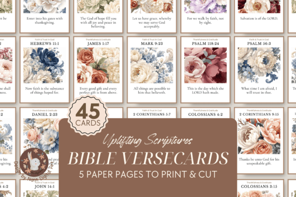 Download Printable Bible Verse Cards Set Florals - Card Collection