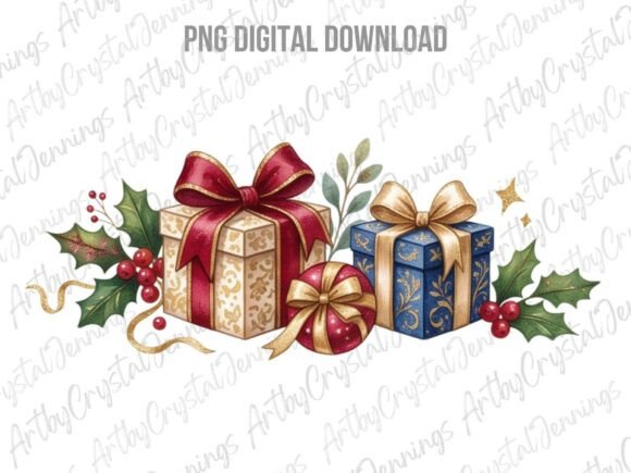 Download Christmas Presents Watercolor Gifts PNG - Presents Collection