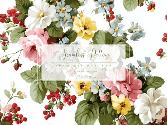 Download Vintage Floral Seamless Pattern PNG with Background - Background Collection