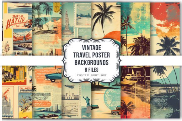 Download Vintage Travel Poster Backgrounds Pack - Background Collection