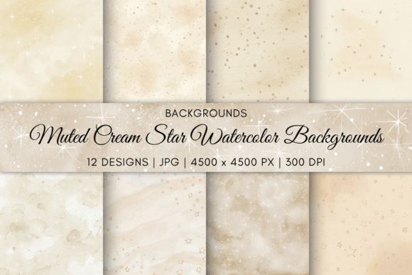 Download Muted Cream Star Watercolor Backgrounds - Background Collection