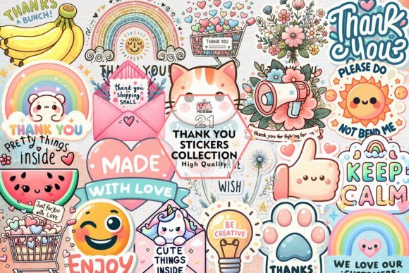 Download Thank You Stickers Bundle Clipart PNG - Premium Resources