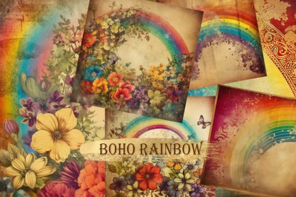 Download Boho Vintage Rainbow Background Set - Background Collection