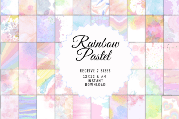 Download Rainbow Pastel Digital Paper Pack - Pastel digital paper Collection