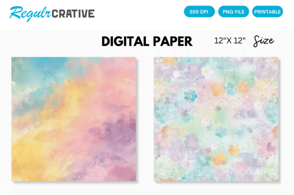 Download Rainbow Color Pastel Digital Paper Pack - Pastel digital paper Collection