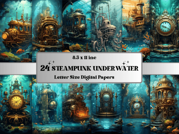 Download Steampunk Underwater Background Paper - Background Collection