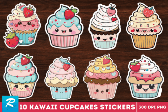 Download Kawaii Cupcakes Valentine Stickers Png - Premium Resources