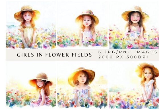 Download Girls in Flower Field Background Paper - Background Collection