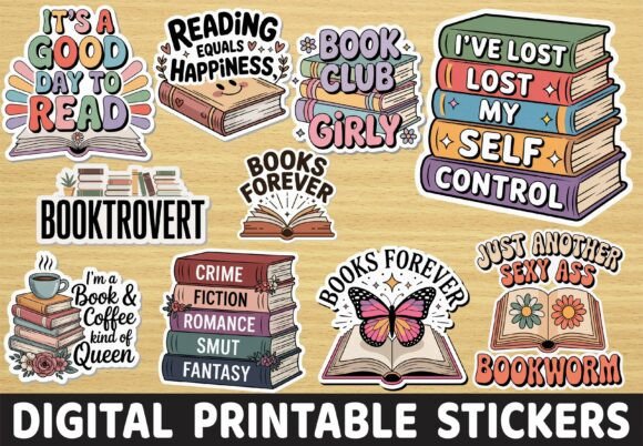 Download Retro Reading Book Lover Quote Stickers - Stickers Collection